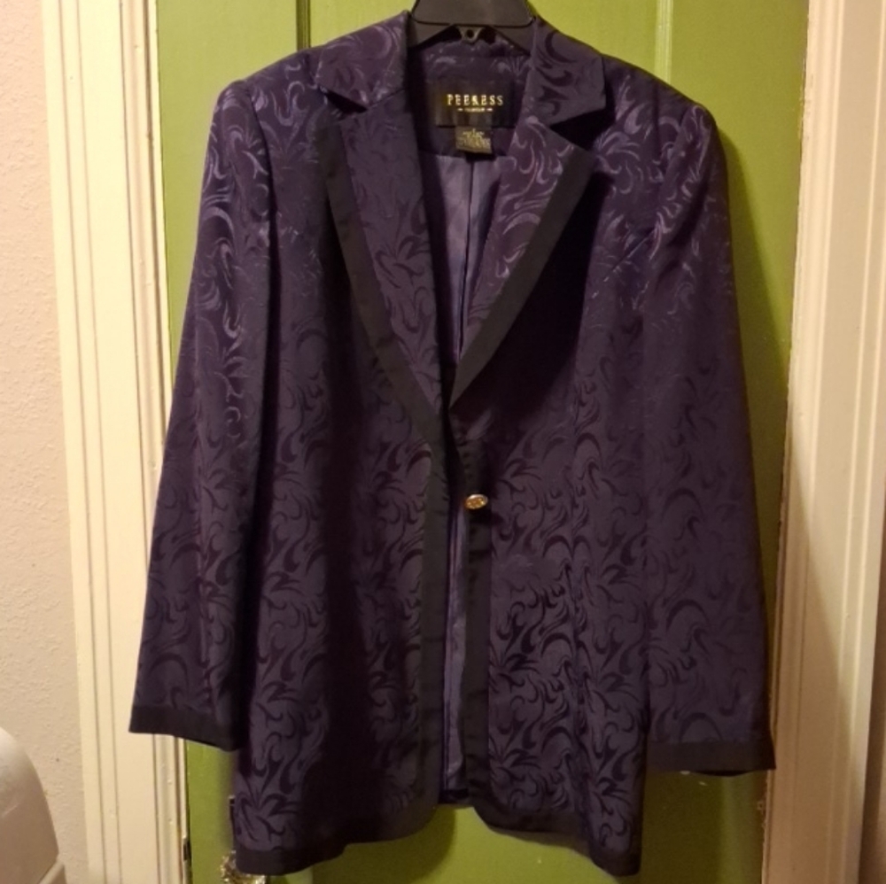 Vintage PEERESS COLLECTION Womens Sz 12 Purple Swirled W Black Trim EXCELLENT